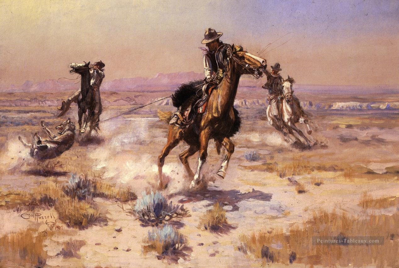 Au cowboy de Ropes End Charles Marion Russell Indiana Peintures à l'huile